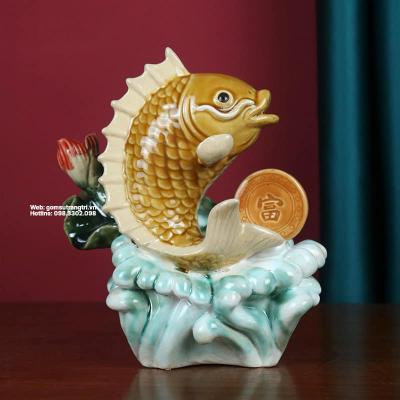 TƯỢNG SỨ CẶP CÁ VƯỢT LONG MÔN